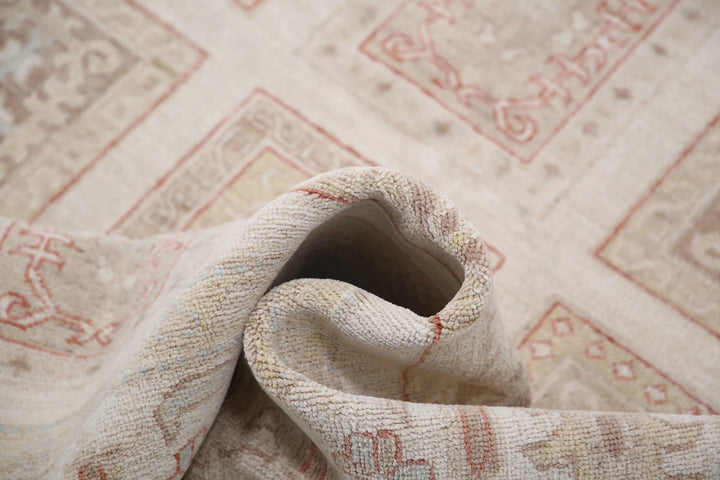 Ivory Afghan Serenity Rug 4' 10" x 6' 5" Hand-Knotted | No. AT39568