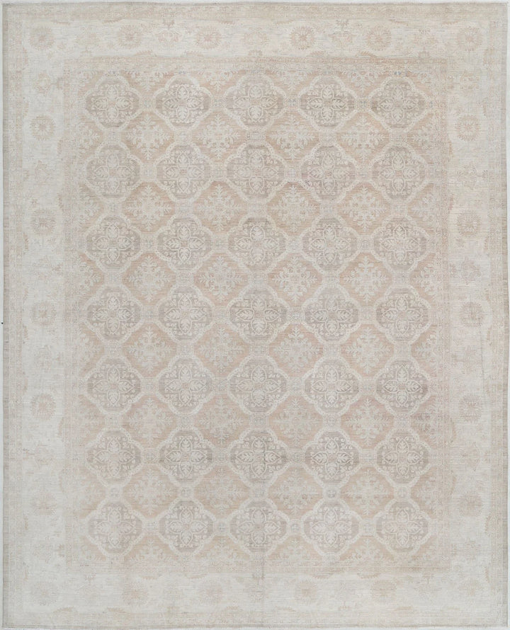 Ivory Afghan Serenity Rug 11' 9" x 14' 8" Hand-Knotted | No. AT39575