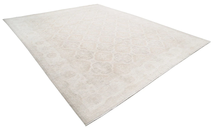 Ivory Afghan Serenity Rug 11' 9" x 14' 8" Hand-Knotted | No. AT39575