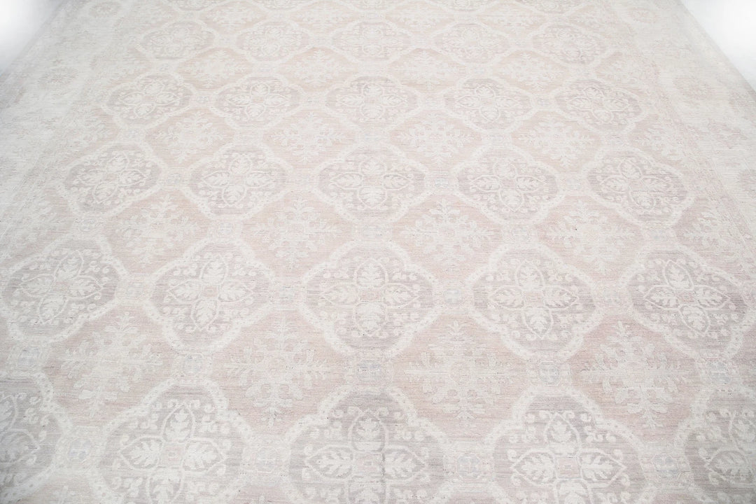 Ivory Afghan Serenity Rug 11' 9" x 14' 8" Hand-Knotted | No. AT39575