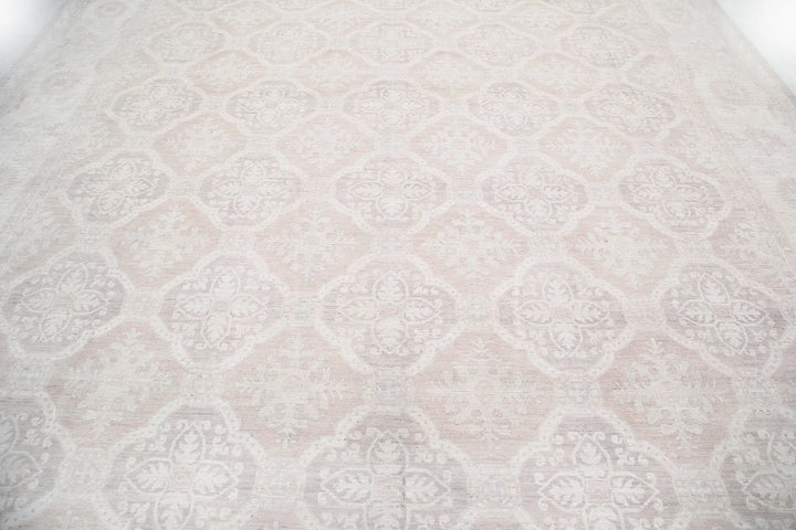 Ivory Afghan Serenity Rug 11' 9" x 14' 8" Hand-Knotted | No. AT39575
