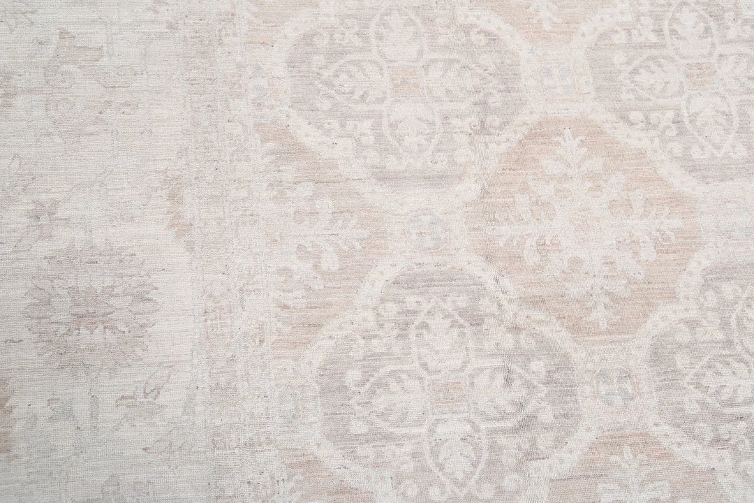 Ivory Afghan Serenity Rug 11' 9" x 14' 8" Hand-Knotted | No. AT39575