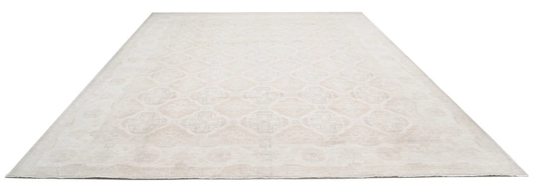 Ivory Afghan Serenity Rug 11' 9" x 14' 8" Hand-Knotted | No. AT39575