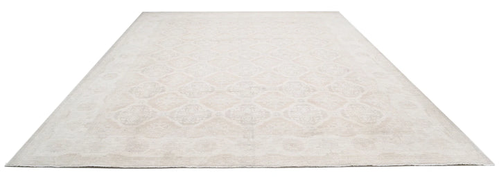 Ivory Afghan Serenity Rug 11' 9" x 14' 8" Hand-Knotted | No. AT39575