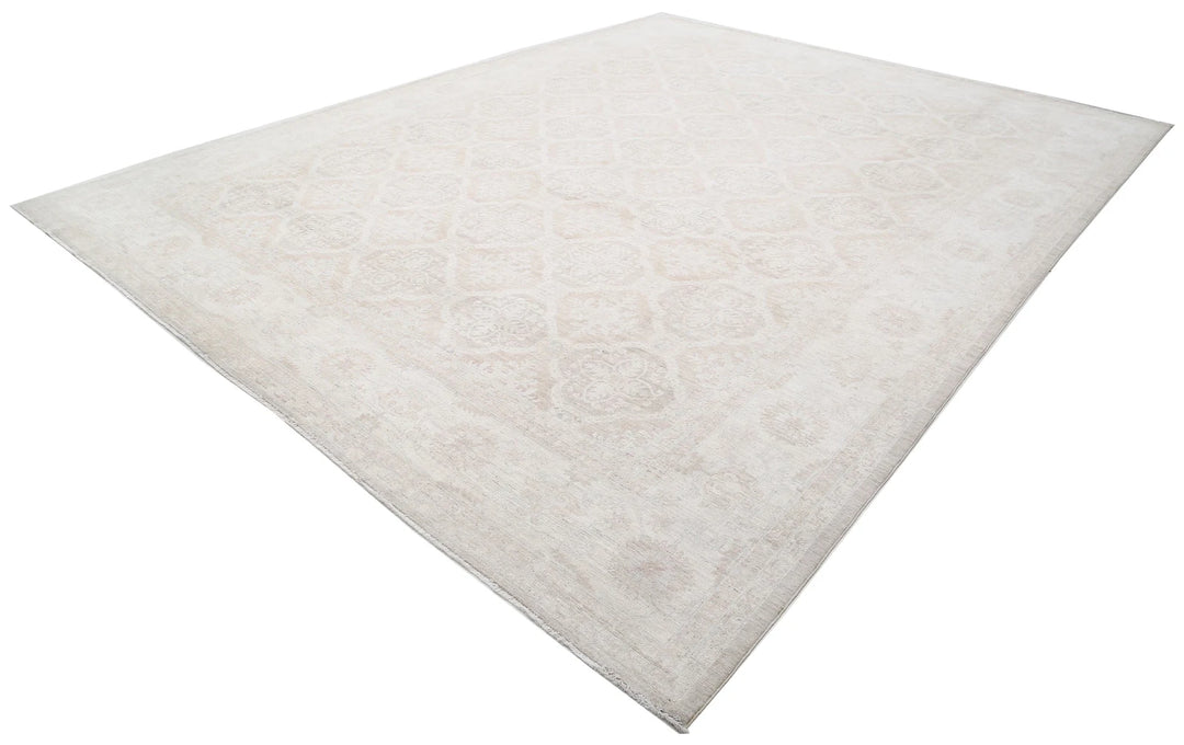 Ivory Afghan Serenity Rug 11' 9" x 14' 8" Hand-Knotted | No. AT39575