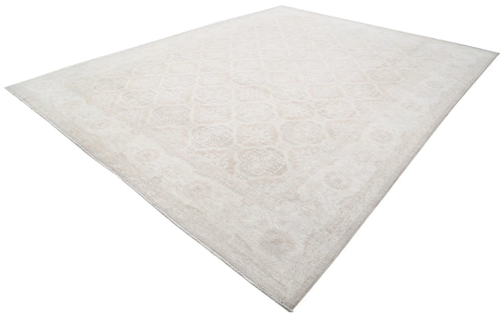 Ivory Afghan Serenity Rug 11' 9" x 14' 8" Hand-Knotted | No. AT39575
