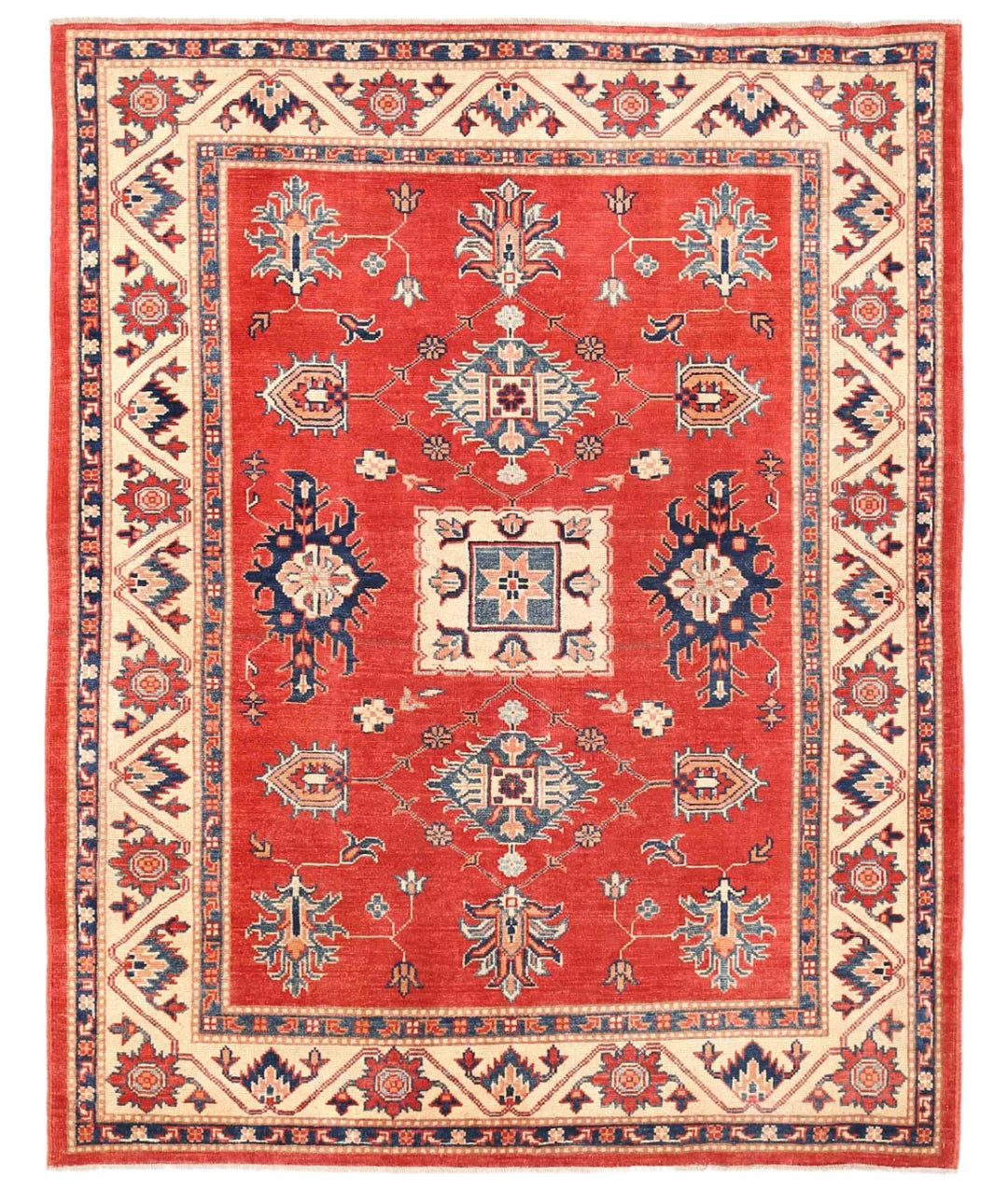 Afghan Kazak Rug 5' 2" x 6' 7" Hand-Knotted | No. AT39595