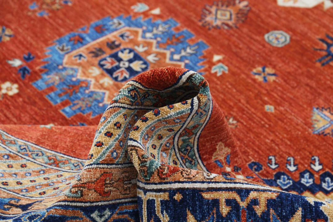 Afghan Nomadic Caucasian Humna Rug 10' 0" x 13' 5" Hand-Knotted | No. AT39616
