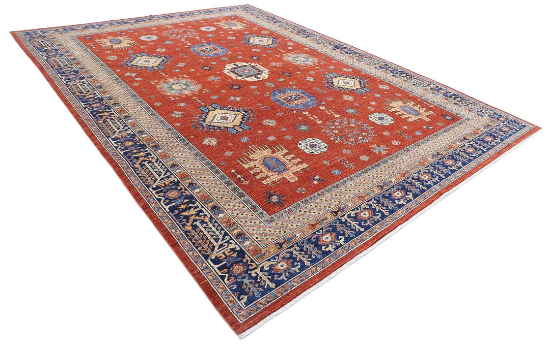 Afghan Nomadic Caucasian Humna Rug 10' 0" x 13' 5" Hand-Knotted | No. AT39616