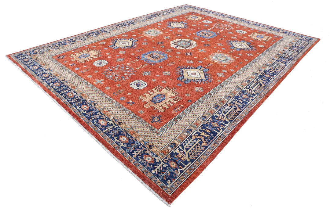 Afghan Nomadic Caucasian Humna Rug 10' 0" x 13' 5" Hand-Knotted | No. AT39616