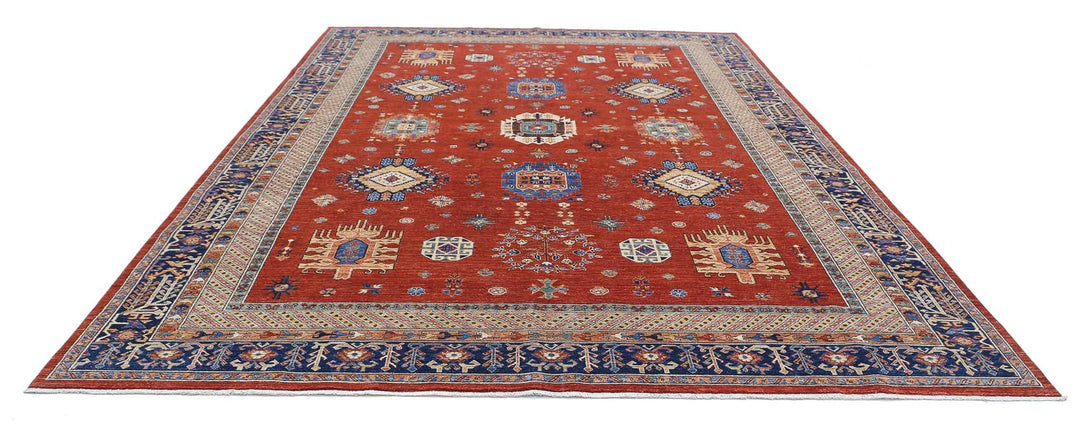 Afghan Nomadic Caucasian Humna Rug 10' 0" x 13' 5" Hand-Knotted | No. AT39616