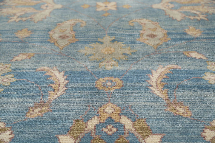 Blue Afghan Ziegler Rug 7' 9" x 9' 11" Hand-Knotted | No. AT39621
