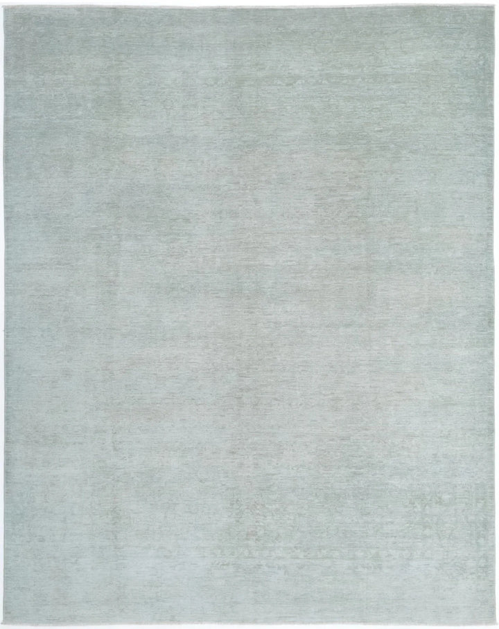 Green Afghan Overdye Rug 7' 11" x 10' 1" Hand-Knotted | No. AT39675