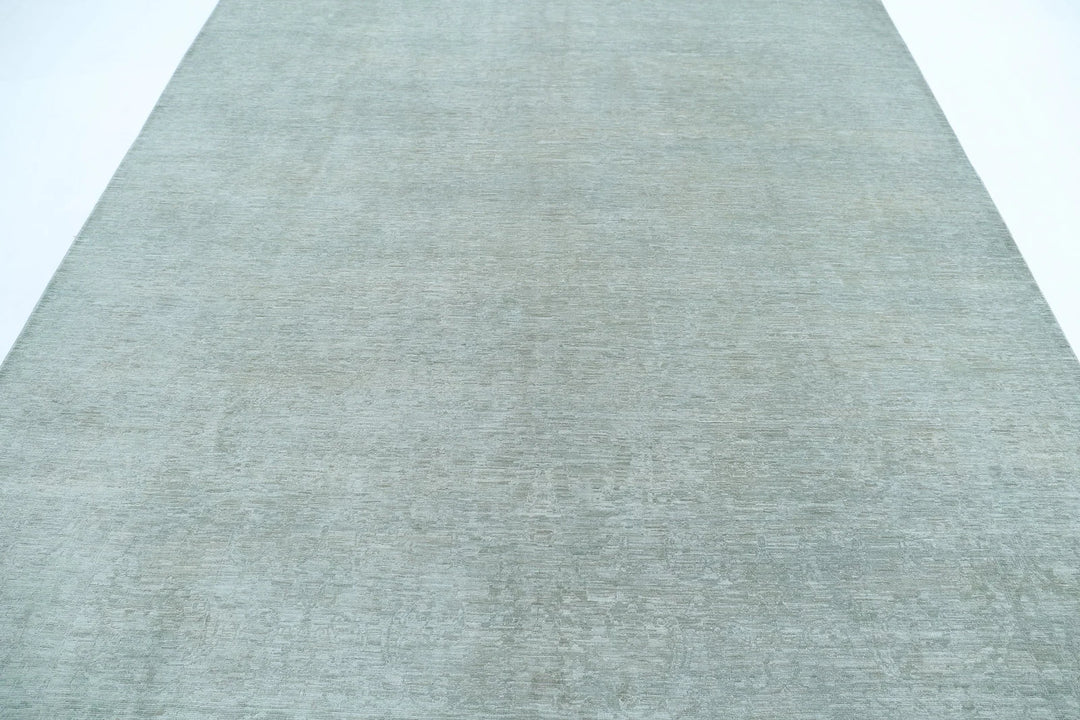 Green Afghan Overdye Rug 7' 11" x 10' 1" Hand-Knotted | No. AT39675