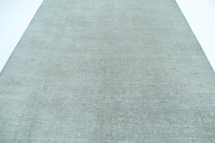 Green Afghan Overdye Rug 7' 11" x 10' 1" Hand-Knotted | No. AT39675