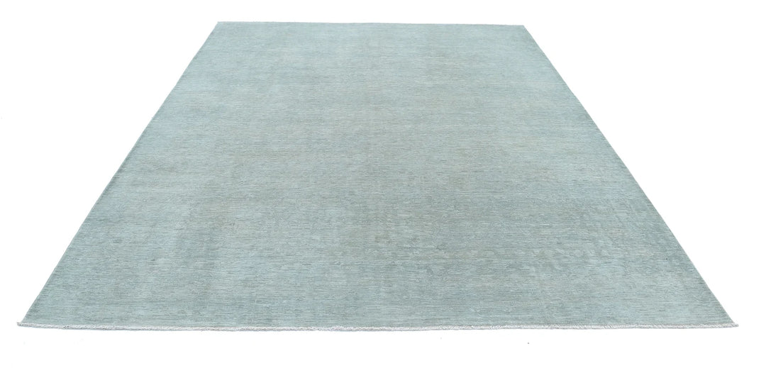 Green Afghan Overdye Rug 7' 11" x 10' 1" Hand-Knotted | No. AT39675