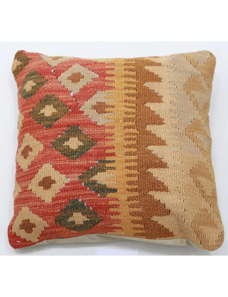 Afghan Tribal Pillow 1' 5" x 1' 5" Hand-Woven | No. AT39700