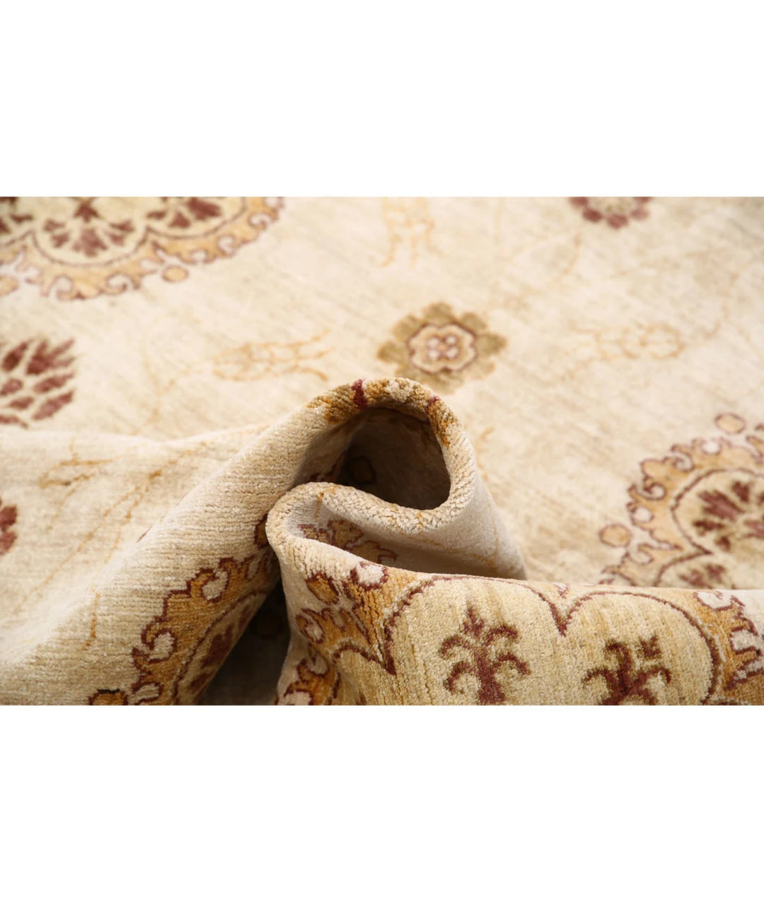 Beige Afghan Oriental Rug 6' 2" x 8' 2" Hand-Knotted | No. AT39734