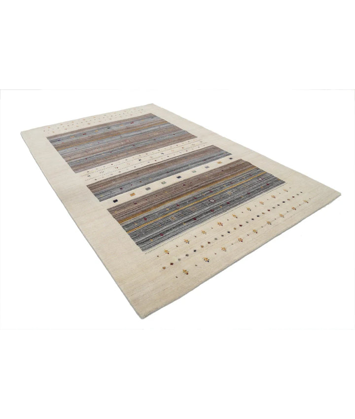 Ivory Indian Oriental Rug 6' 8" x 9' 9" Hand-Knotted | No. AT39780