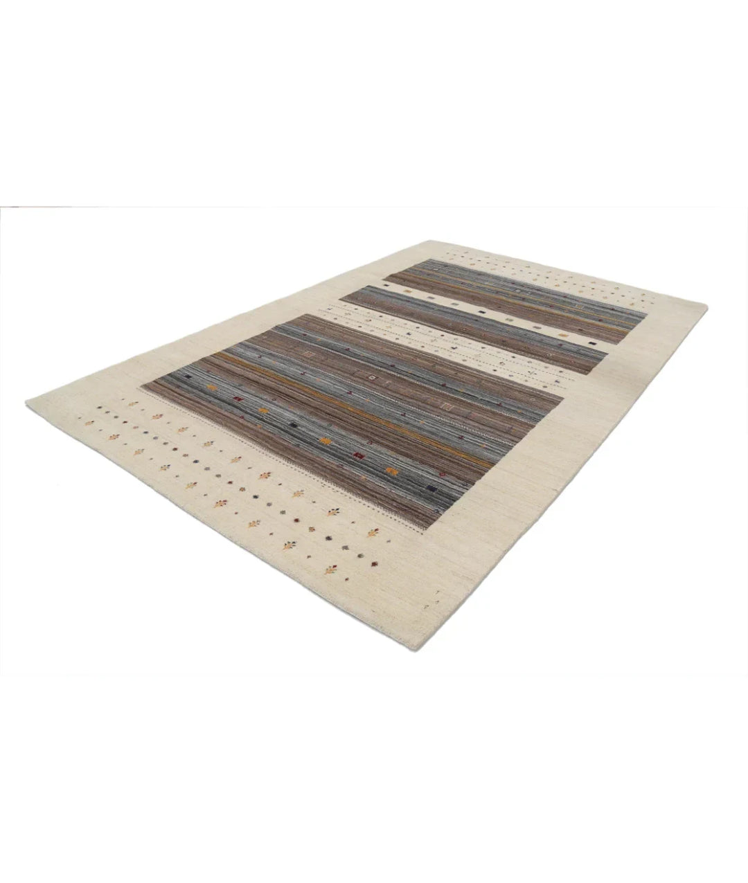 Ivory Indian Oriental Rug 6' 8" x 9' 9" Hand-Knotted | No. AT39780