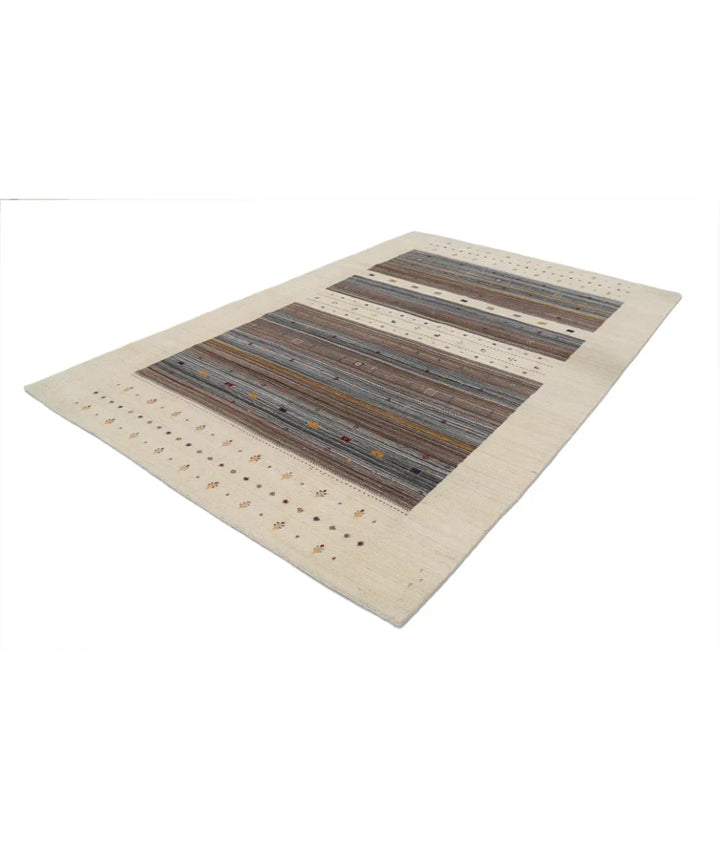 Ivory Indian Oriental Rug 6' 8" x 9' 9" Hand-Knotted | No. AT39780
