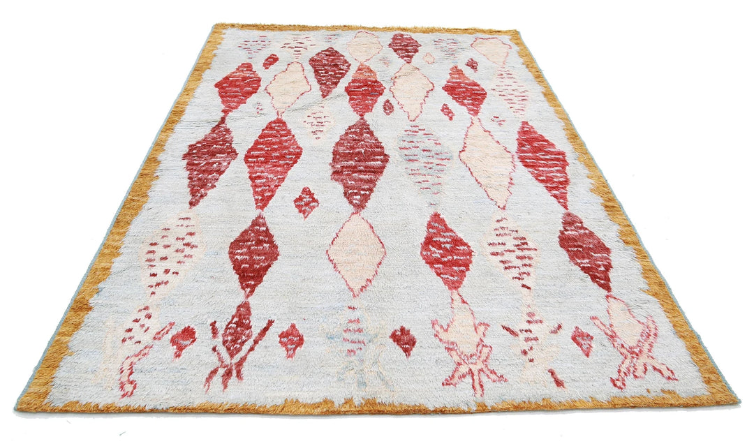 Blue Afghan Tribal Rug 6' 2" x 9' 1" Hand-Knotted | No. AT39782