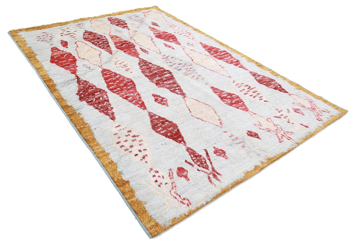Blue Afghan Tribal Rug 6' 2" x 9' 1" Hand-Knotted | No. AT39782