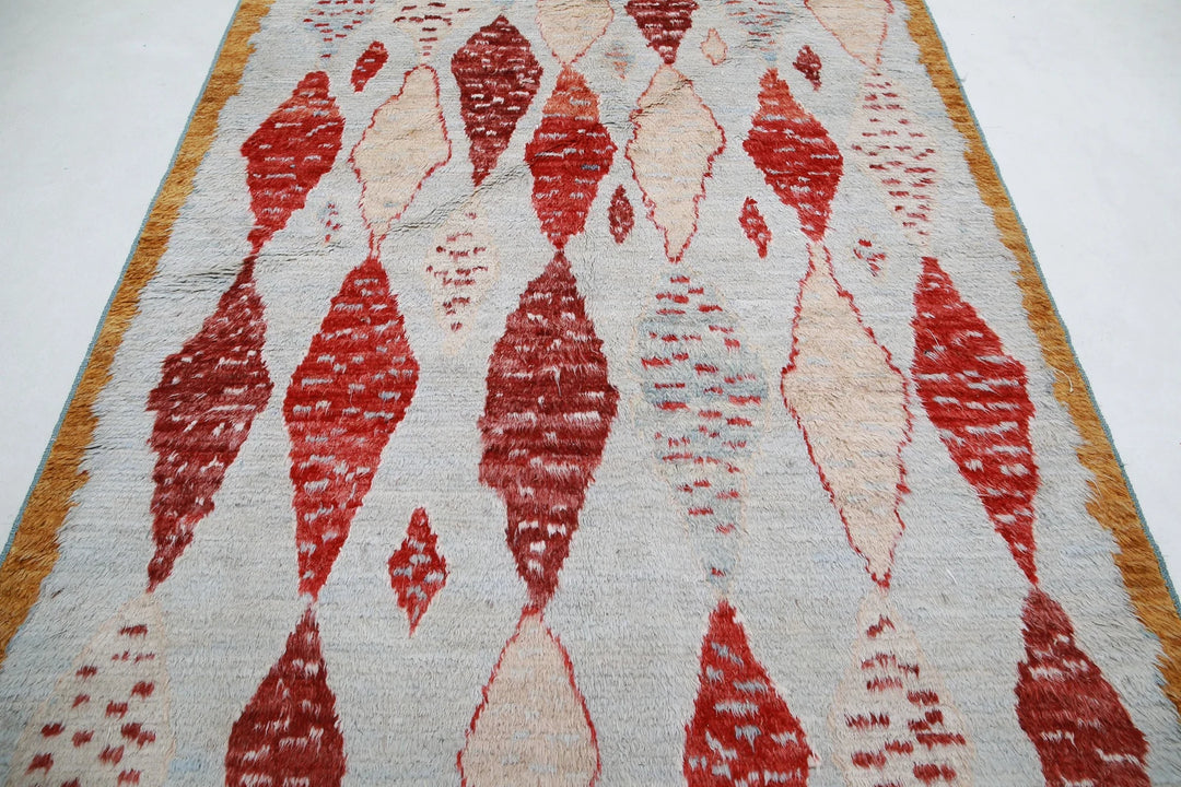 Blue Afghan Tribal Rug 6' 2" x 9' 1" Hand-Knotted | No. AT39782