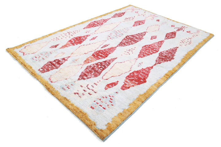 Blue Afghan Tribal Rug 6' 2" x 9' 1" Hand-Knotted | No. AT39782