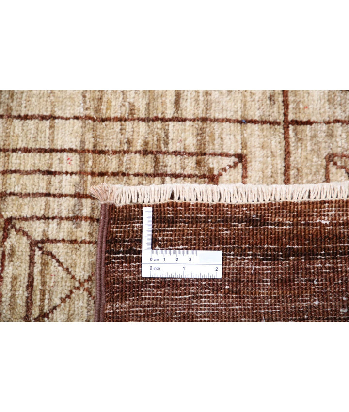 Beige Afghan Modcar Rug 8' 0" x 10' 2" Hand-Knotted | No. AT39792
