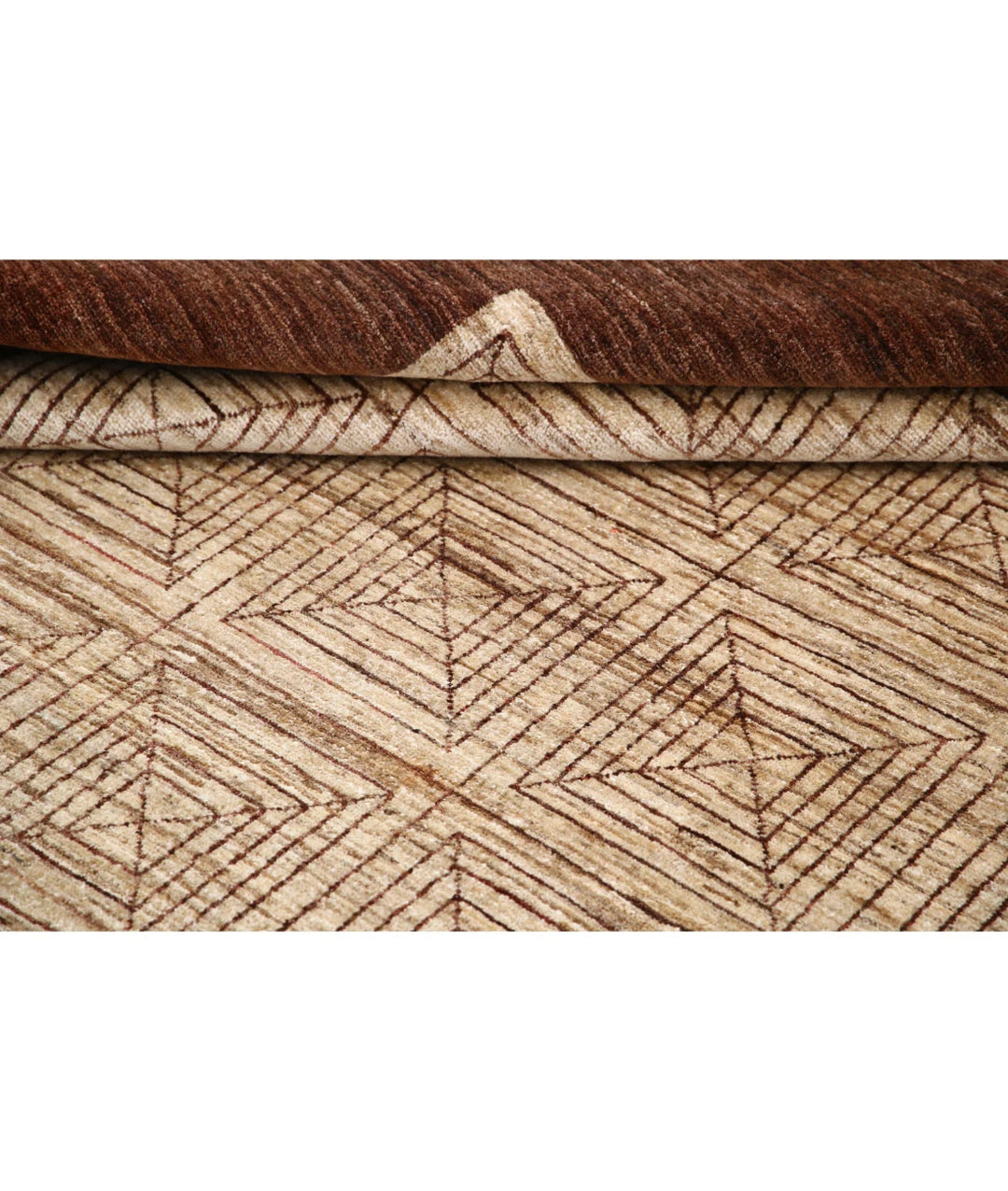 Beige Afghan Modcar Rug 8' 0" x 10' 2" Hand-Knotted | No. AT39792