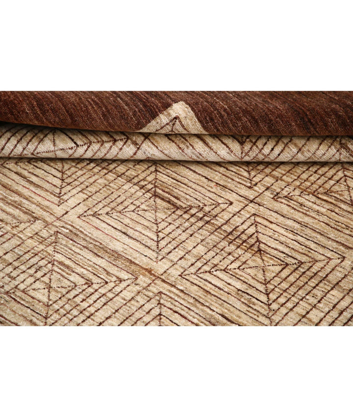Beige Afghan Modcar Rug 8' 0" x 10' 2" Hand-Knotted | No. AT39792
