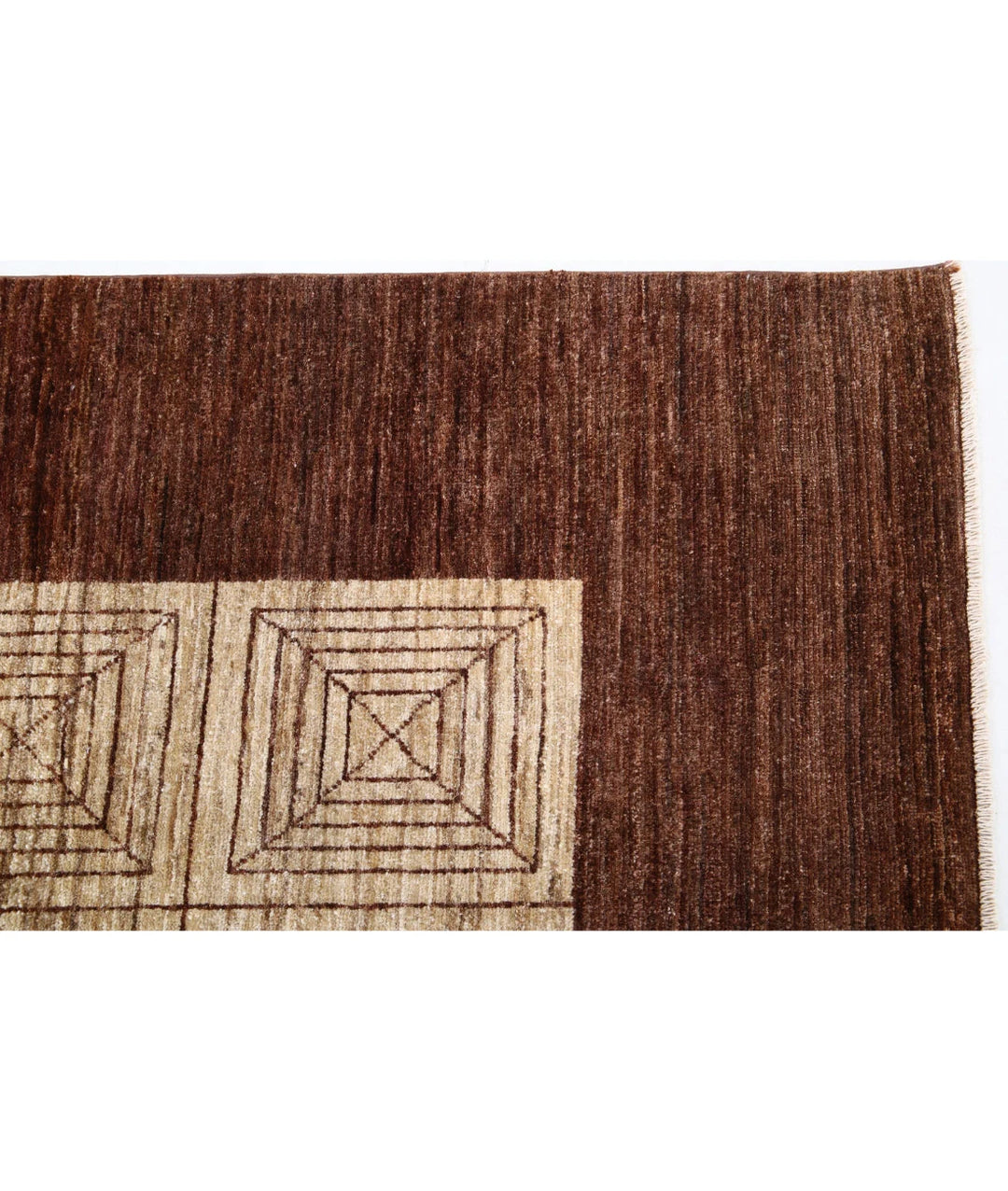 Beige Afghan Modcar Rug 8' 0" x 10' 2" Hand-Knotted | No. AT39792