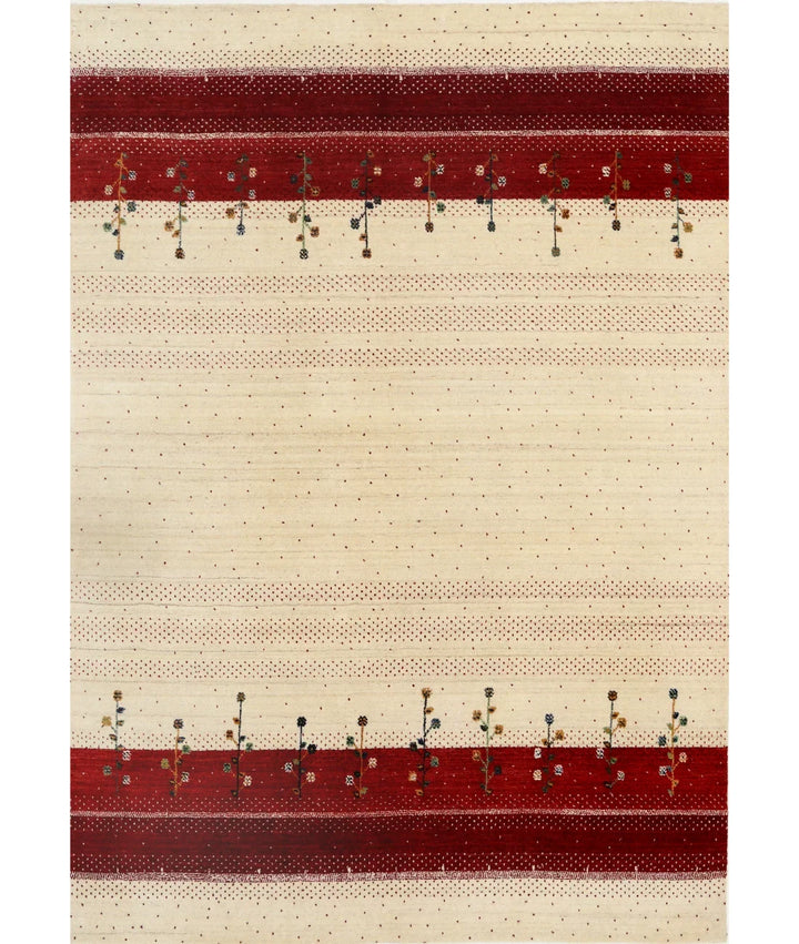 Ivory Indian Oriental Rug 5' 4" x 7' 6" Hand-Knotted | No. AT39836