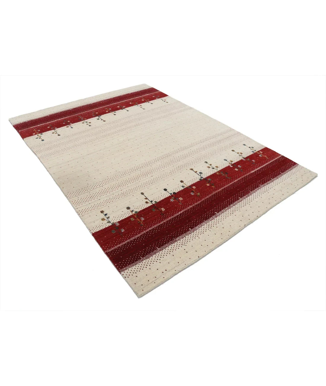 Ivory Indian Oriental Rug 5' 4" x 7' 6" Hand-Knotted | No. AT39836