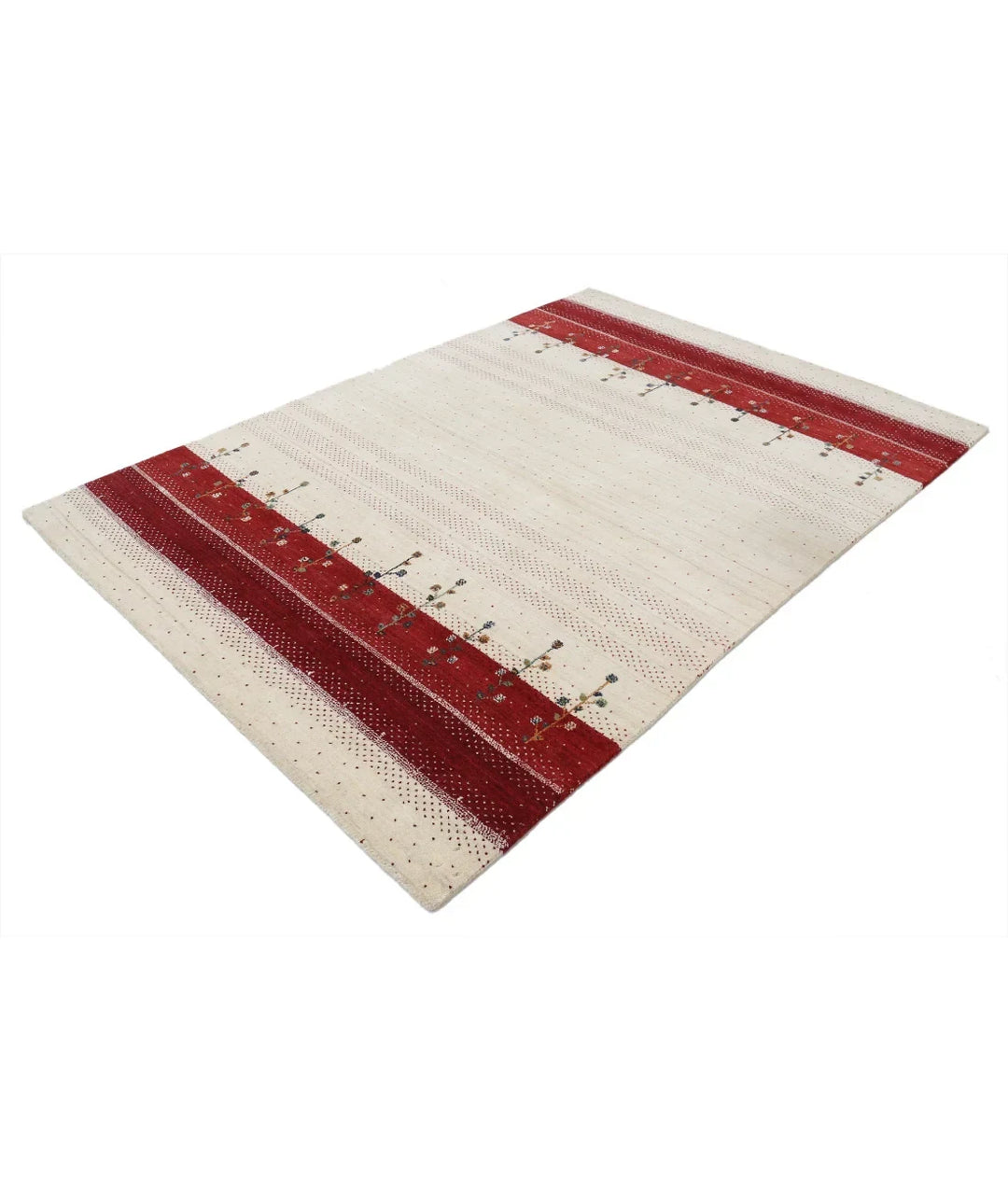 Ivory Indian Oriental Rug 5' 4" x 7' 6" Hand-Knotted | No. AT39836