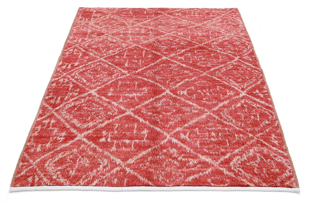 Afghan Tribal Rug 4' 4" x 5' 9" Hand-Knotted | No. AT39905
