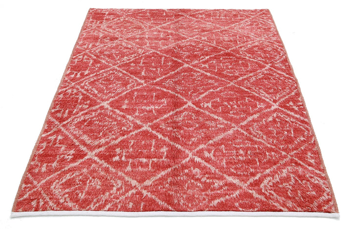 Afghan Tribal Rug 4' 4" x 5' 9" Hand-Knotted | No. AT39905