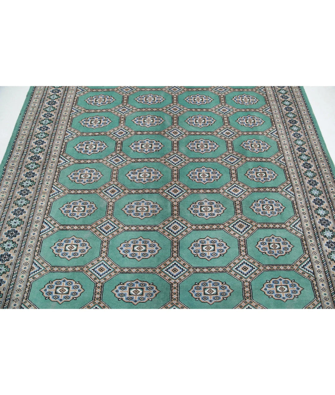 Pakistani Jaldar Rug 6' 10" x 7' 9" Hand-Knotted | No. AT39926