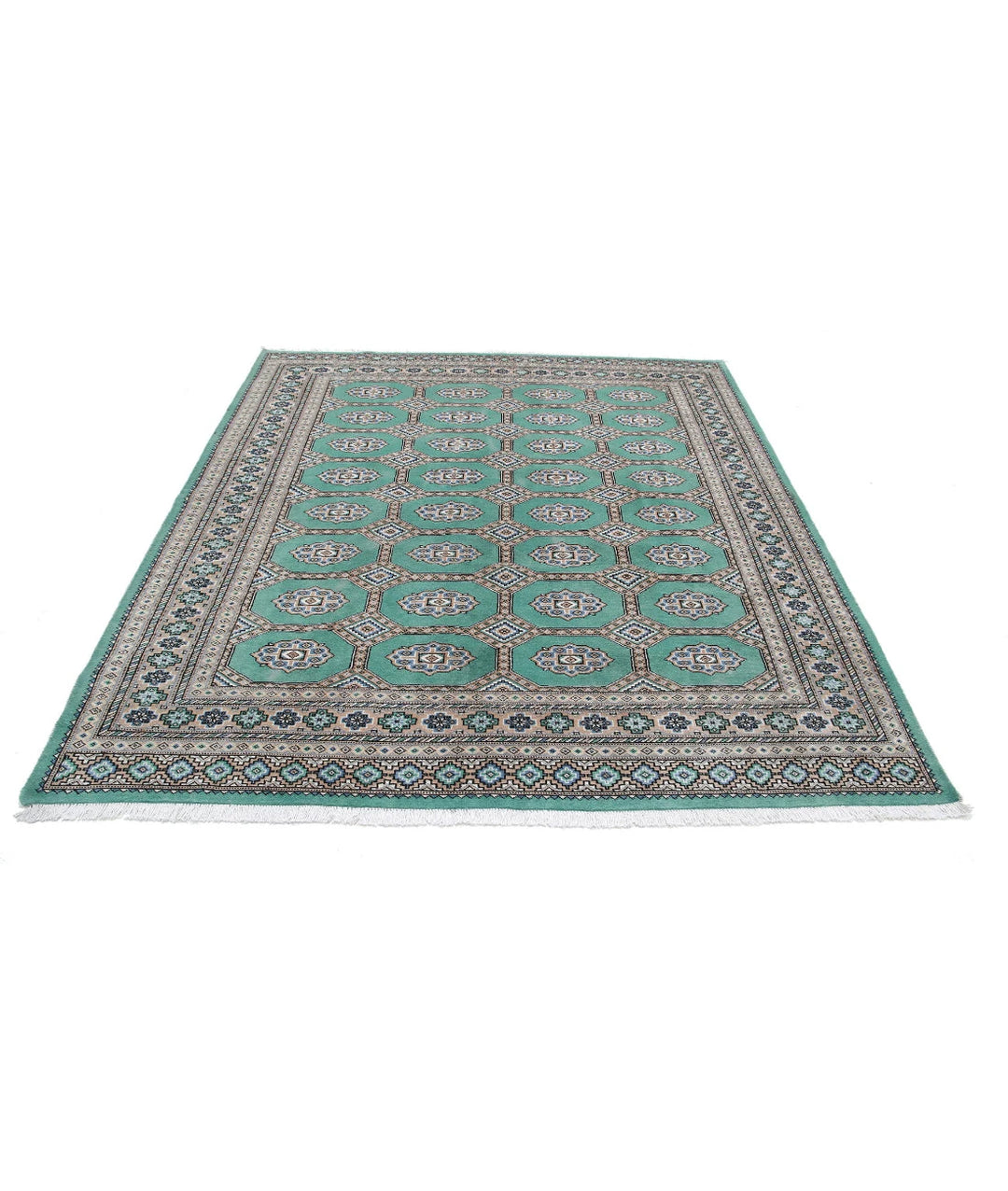 Pakistani Jaldar Rug 6' 10" x 7' 9" Hand-Knotted | No. AT39926