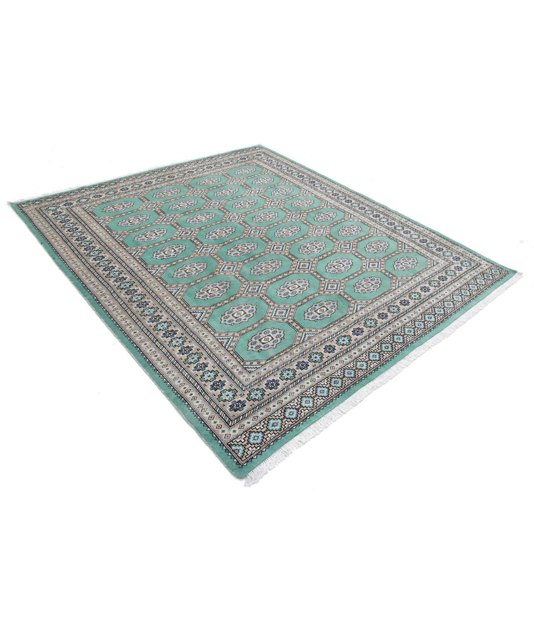 Pakistani Jaldar Rug 6' 10" x 7' 9" Hand-Knotted | No. AT39926