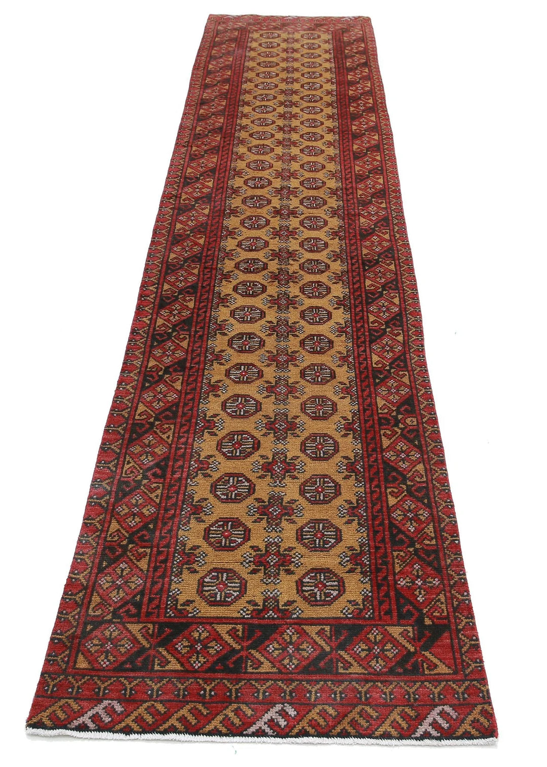 Afghan Akcha Revival Rug 2' 6" x 12' 5" Hand-Knotted | No. AT40206