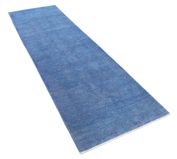 Blue Afghan Overdye Rug 2' 11" x 9' 2" Hand-Knotted | No. AT40217