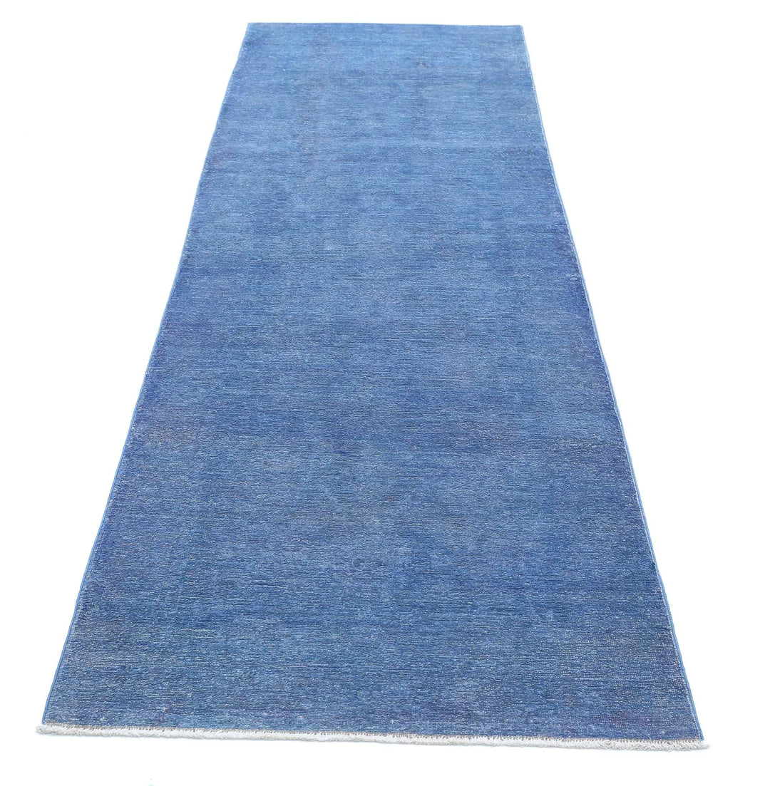 Blue Afghan Overdye Rug 2' 11" x 9' 2" Hand-Knotted | No. AT40217