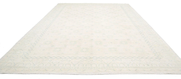Ivory Afghan Khotan Rug 12' 4" x 17' 8" Hand-Knotted | No. AT40247