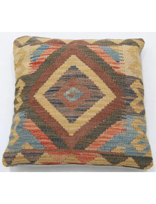 Afghan Tribal Pillow 1' 5" x 1' 5" Hand-Woven | No. AT40278