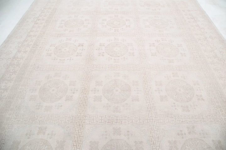 Ivory Afghan Khotan Rug 9' 10" x 13' 7" Hand-Knotted | No. AT40377