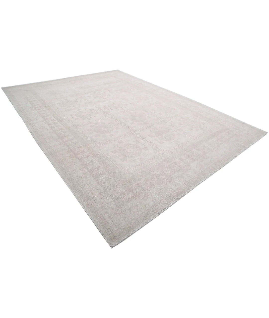 Ivory Afghan Khotan Rug 9' 10" x 13' 7" Hand-Knotted | No. AT40377