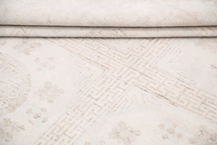 Ivory Afghan Khotan Rug 9' 10" x 13' 7" Hand-Knotted | No. AT40377