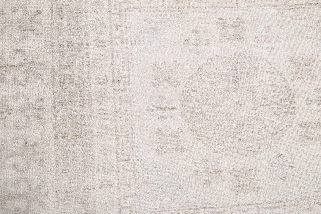 Ivory Afghan Khotan Rug 9' 10" x 13' 7" Hand-Knotted | No. AT40377